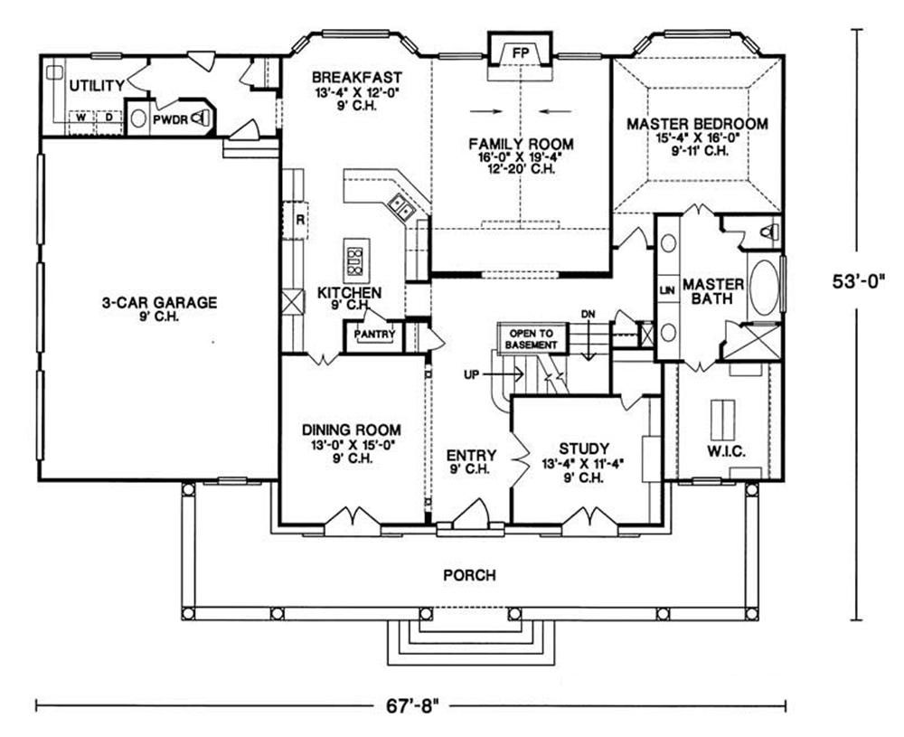 Floor Plan First Story of Country Plan #120-2041
